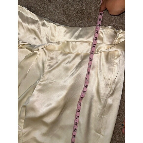 Lauren Ralph‎ Lauren Silk Ivory White Wide Leg Pants With Sash 16 - Picture 3 of 9